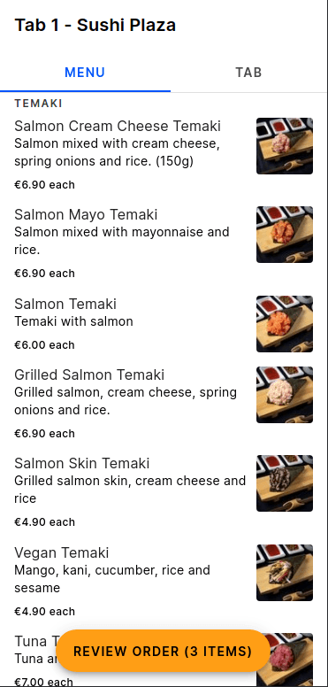 Direct ordering demo image (customer app)