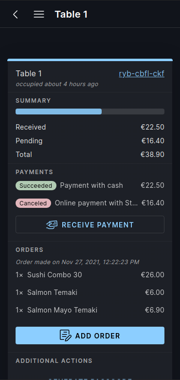 Payments ordering demo image (restaurant app)